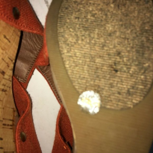 Women's Lucky Brand Cork Wedges Criss Cross Orange - Picture 7 of 9